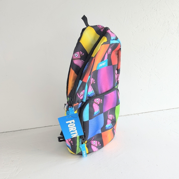 FORTNITE | New Unisex Amplify Rainbow Checkered Sling School Backpack - Picture 5 of 10